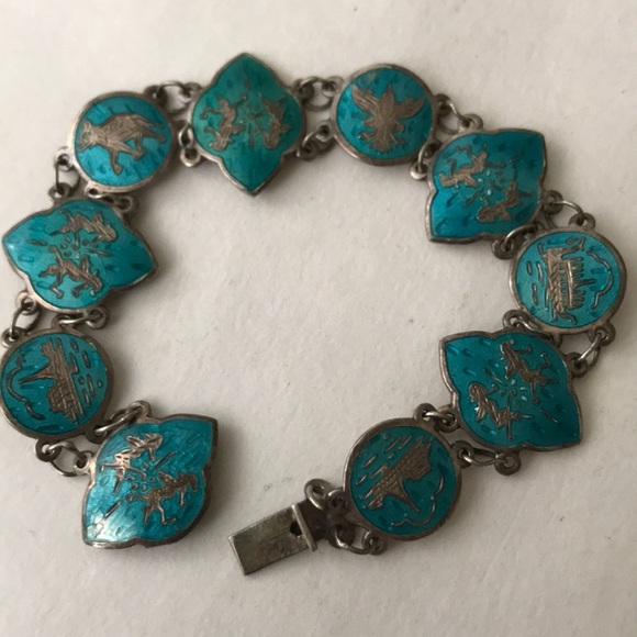 Siam silver Jewelry - Stunning blue Siam blue sterling bracelet.